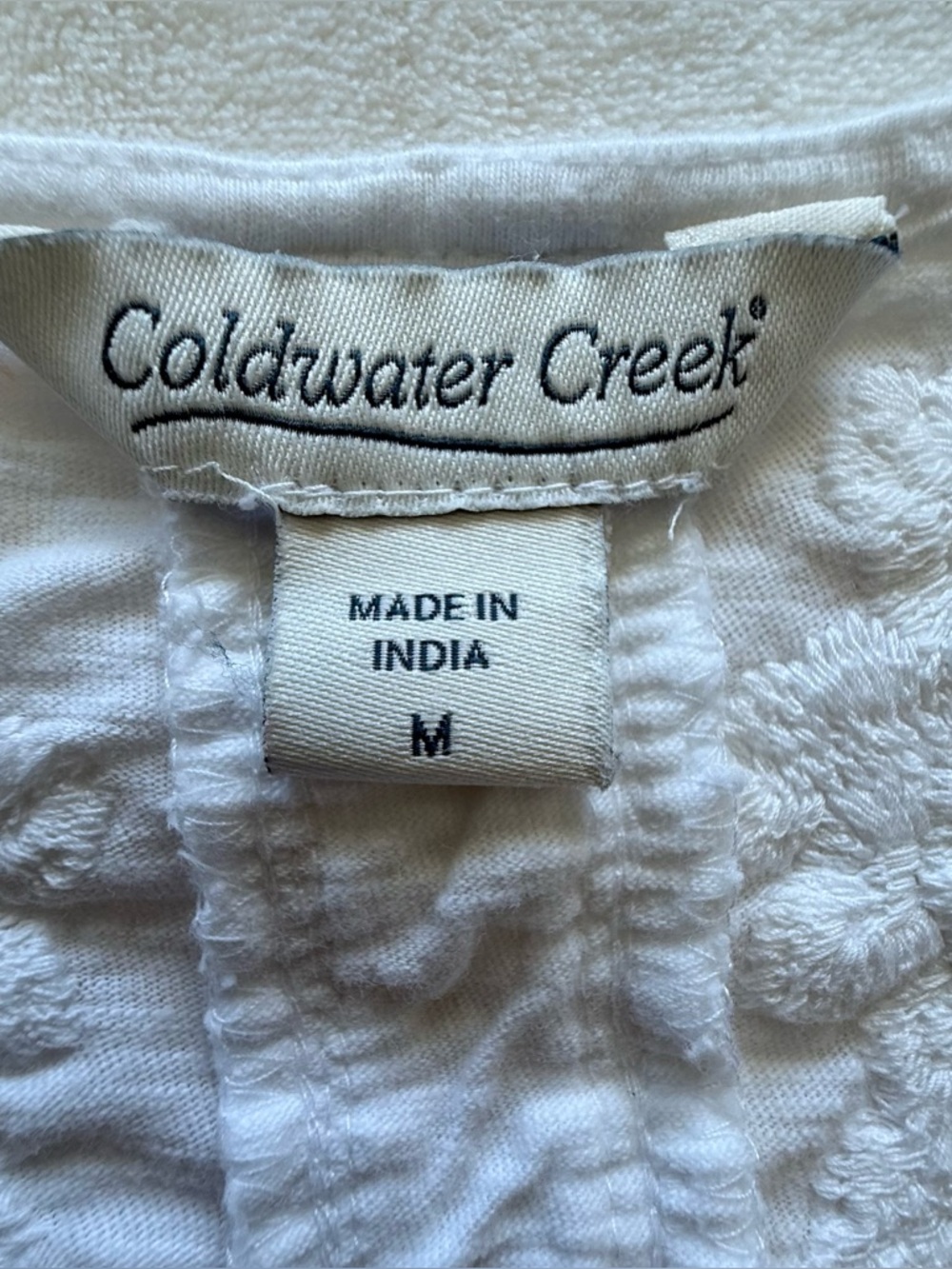 Coldwater Creek White Embroidered Cotton Tank Top V-Neck A-Line Medium - Picture 7 of 7